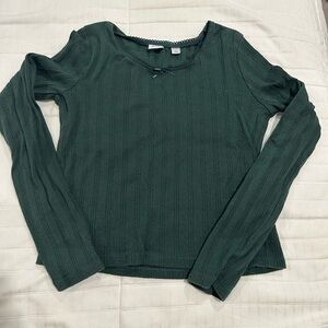 GAP Forest  Green Pointelle Long Sleeve Tee